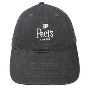 Peet's Coffee Baseball Cap Gray One Size Strapback Embroidered Logo Caffeine Hat